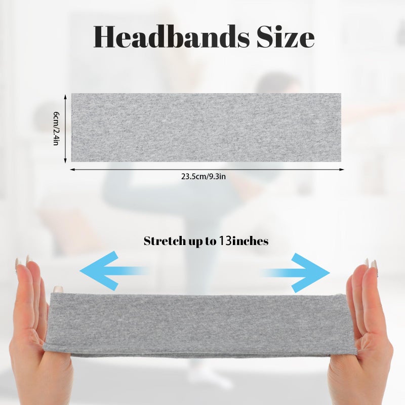 obeoby 8 Pack Headbands for Women, Sweat Absorbing Sport Headbands Non Slip Cotton Hair Bands for Daily Life Workout for Women Girls - Image 3